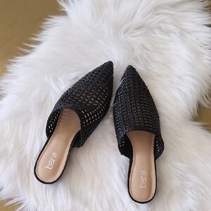 Bar III Black Textured Mules